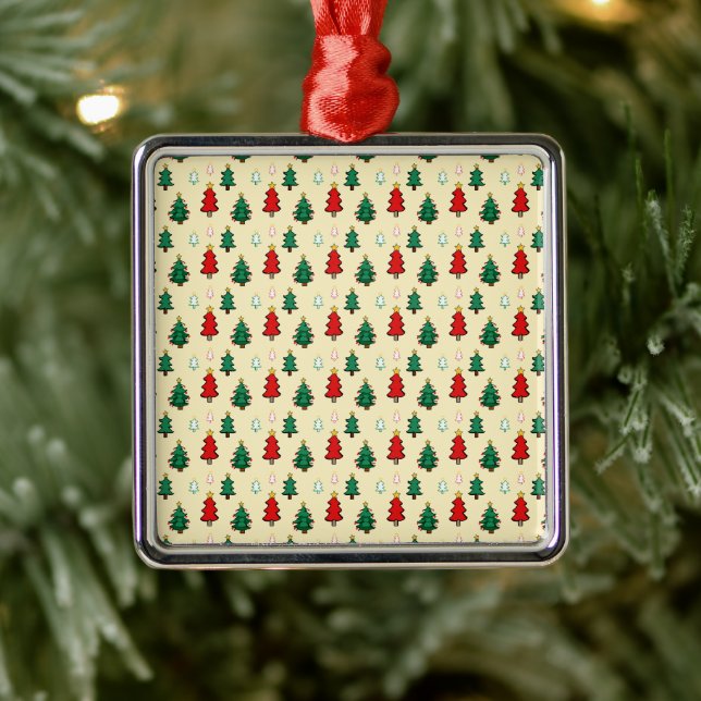 Christmas tree with star topper seamless pattern metal ornament (Tree)