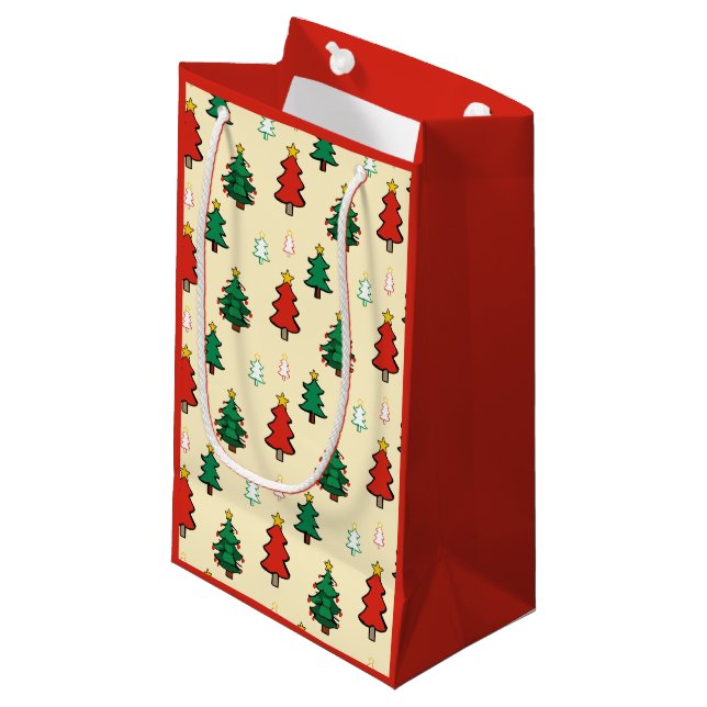 Christmas tree with star topper seamless pattern small gift bag (Front Angled)
