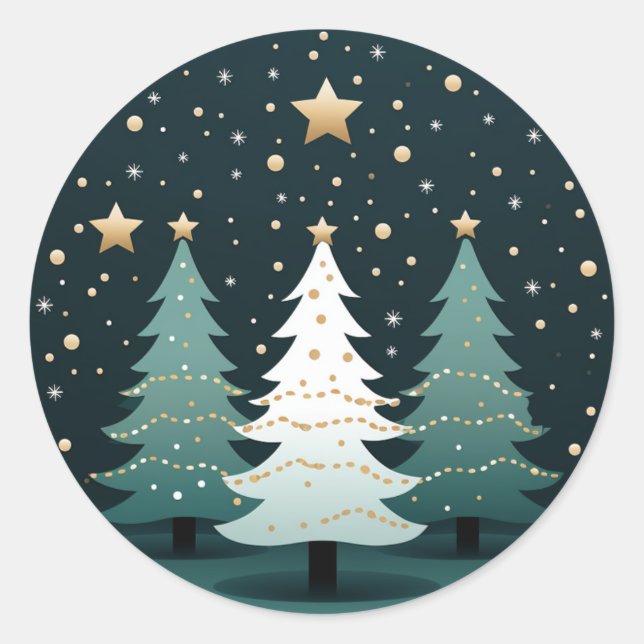  Christmas Tree with stars Sticker (Front)