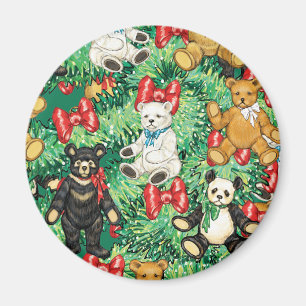 Christmas Tree with Teddy Bear Ornaments Magnet