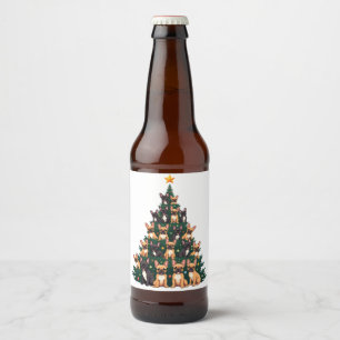 Christmas tree With Terrier dogs Xmas Gift Beer Bottle Label