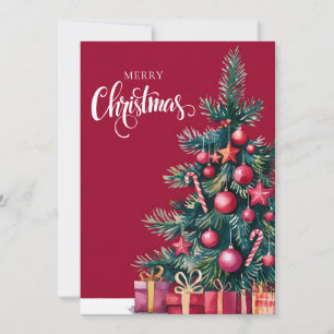 Christmas tree with watercolor holiday card