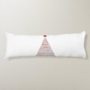 Christmas Tree Word Art with Red Star Body Cushion