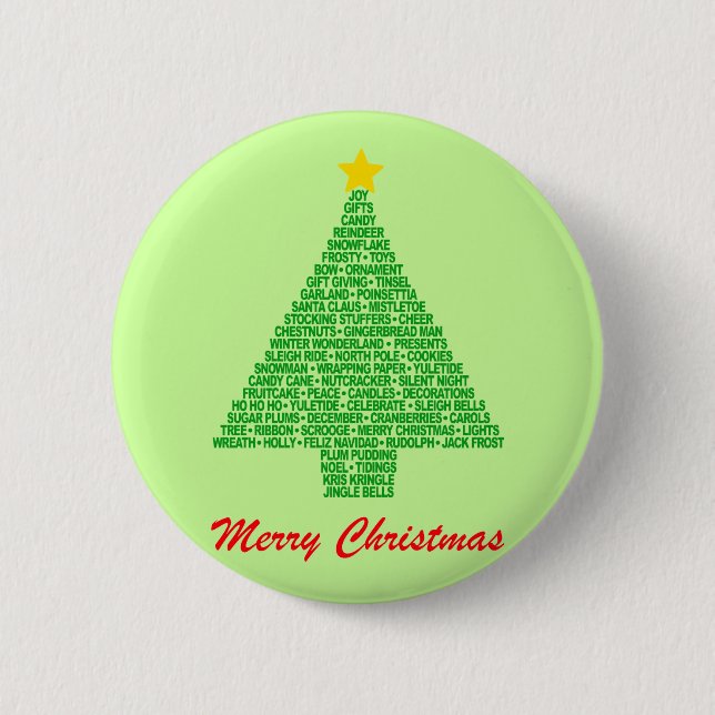 Christmas Tree Words 6 Cm Round Badge (Front)