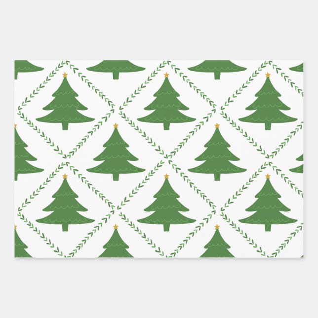 Christmas Tree Wrapping Paper Sheets (Front)