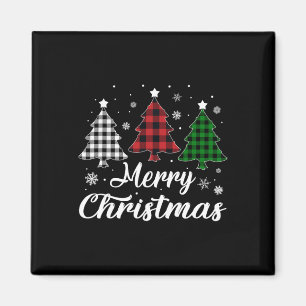 Christmas Tree Xmas Buffalo Plaid Red White Green Magnet