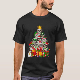 Christmas Tree Xmas Lights Shih Tzu Dog Puppy Love T-Shirt