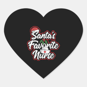 Christmas Tree Xmas Nurse Santa's Favourite Holida Heart Sticker