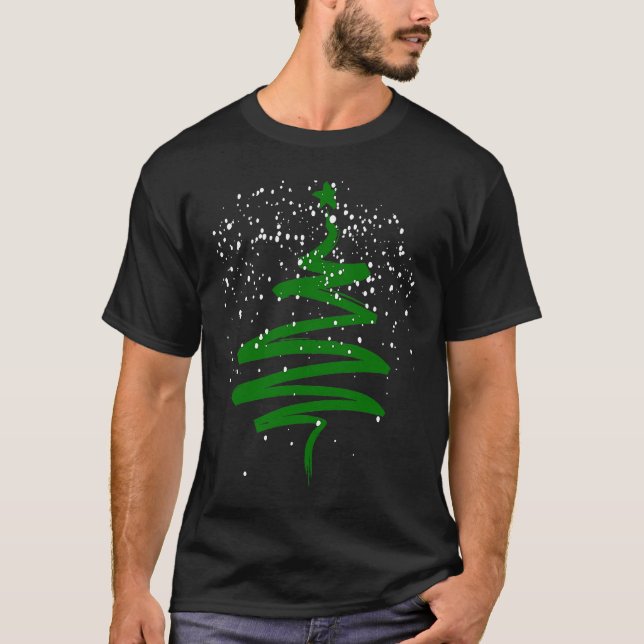 Christmas Tree Xmas Tree Green Brush Stroke Men Wo T-Shirt (Front)