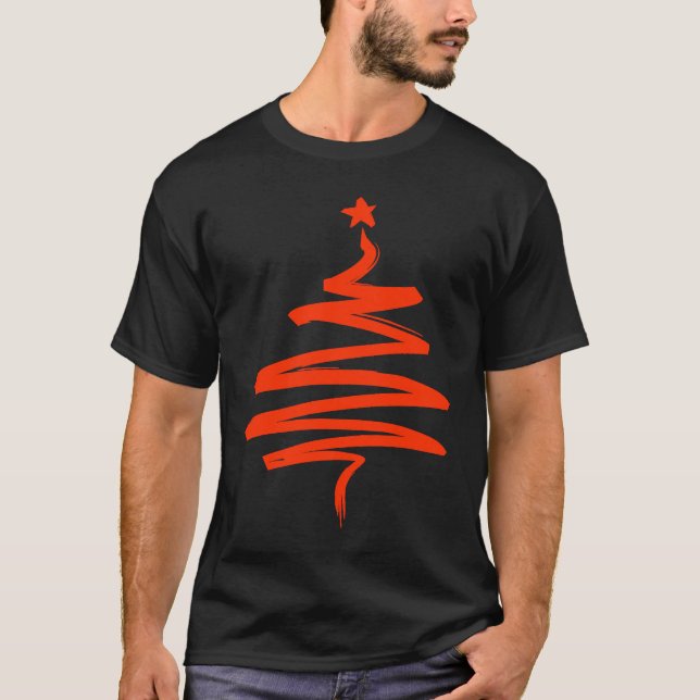 Christmas Tree Xmas Tree Orange Brush Stroke Men W T-Shirt (Front)
