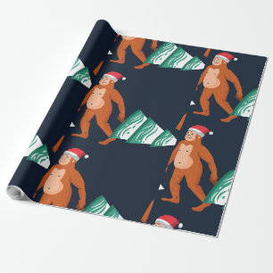 christmas tree yeti sasquatch bigfoot wrapping paper