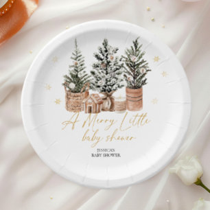 Christmas Trees A Merry Little Baby Shower Paper Plate