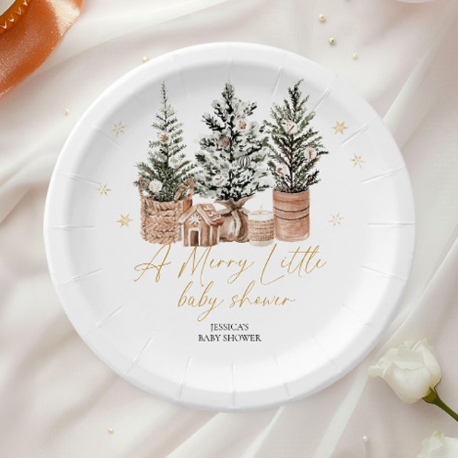 Christmas Trees A Merry Little Baby Shower Paper Plate (Creator Uploaded)