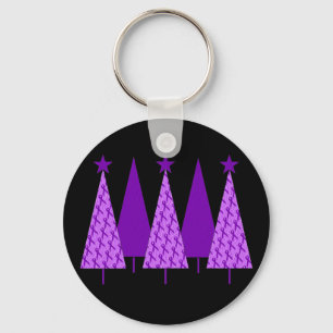 Christmas Trees - Alzheimers Purple Ribbon Key Ring
