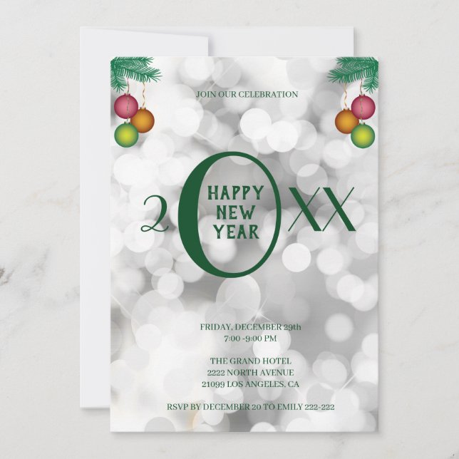 Christmas Trees And Balls Invitation (Front)