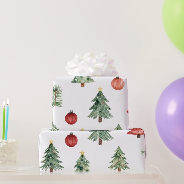 Christmas Trees And Baubles Wrapping Paper (Party Gifts)