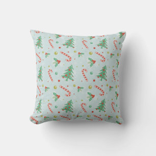 Christmas Trees And Candy Canes Cushion