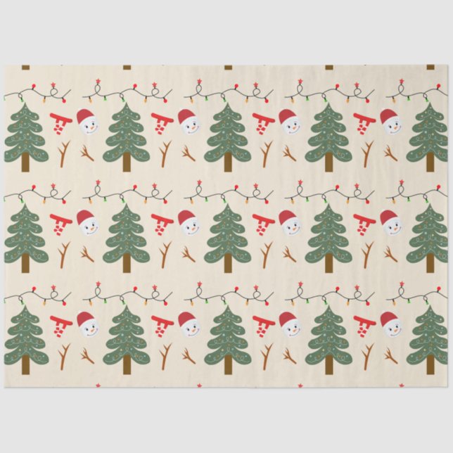 Christmas Trees and Lights Green Christmas Tissue Paper (Front)