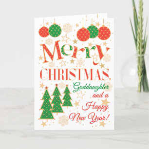 Christmas Trees and Ornaments for Goddaughter Card