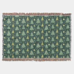Christmas Trees and Ornaments Pattern Throw Blanket