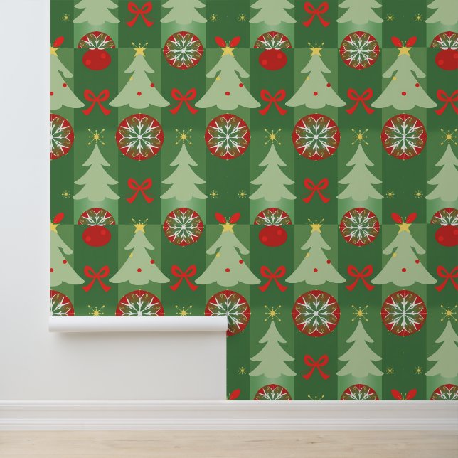 Christmas Trees and Ornaments Pattern Wallpaper (Application)