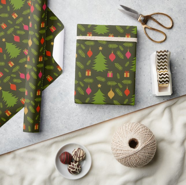 Christmas trees and ornaments Wrapping Paper (Crafts)