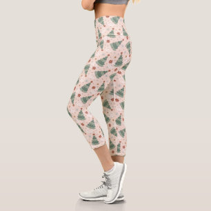 Christmas Trees and Peace Signs Pattern Capri Leggings