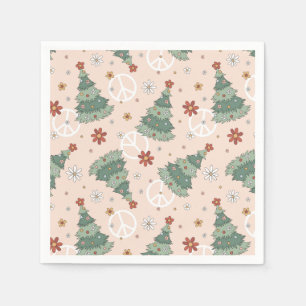 Christmas Trees and Peace Signs Pattern Napkin