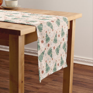 Christmas Trees and Peace Signs Pattern Short Table Runner