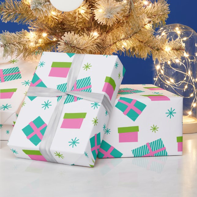Christmas Trees and Presents Modern Christmas Wrapping Paper (Holidays)