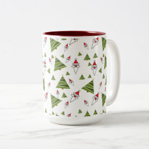 Christmas Trees and Santa Two-Tone Coffee Mug