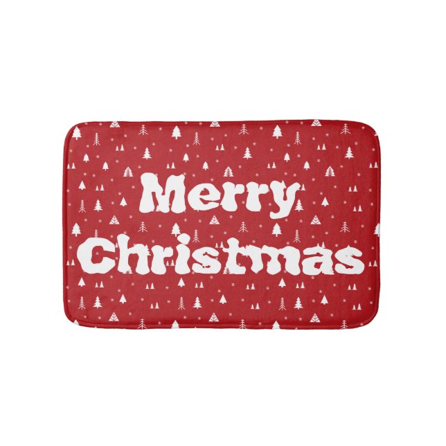 Christmas Trees and Snowflakes Bath Mat (Front)