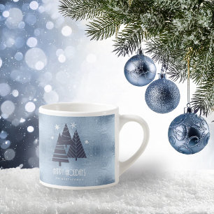 Christmas Trees and Snowflakes Blue ID863  Espresso Cup