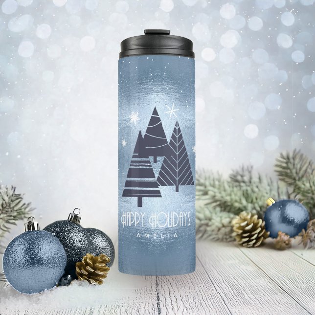 Christmas Trees and Snowflakes Blue ID863 Thermal Tumbler (Creator Uploaded)