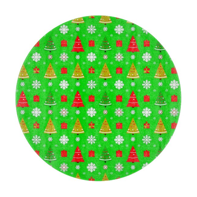 Christmas Trees and Snowflakes Cutting Board (Front)