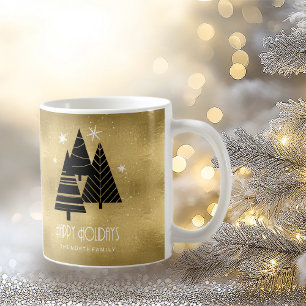Christmas Trees and Snowflakes Gold ID863 Coffee Mug