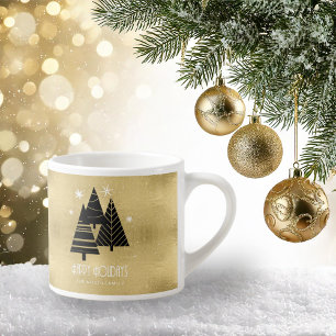 Christmas Trees and Snowflakes Gold ID863  Espresso Cup