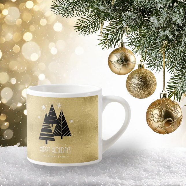 Christmas Trees and Snowflakes Gold ID863  Espresso Cup (Creator Uploaded)