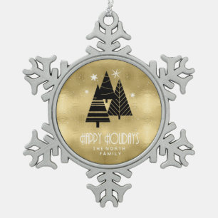 Christmas Trees and Snowflakes Gold ID863 Snowflake Pewter Christmas Ornament