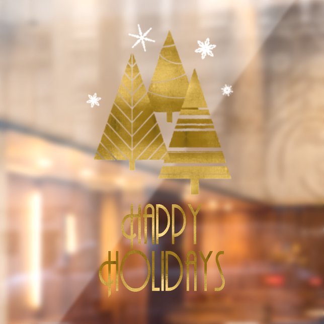 Christmas Trees and Snowflakes Gold/White ID863 (Sheet 2)