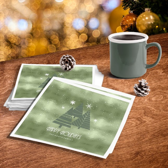 Christmas Trees and Snowflakes Green ID863 Napkin (Creator Uploaded)