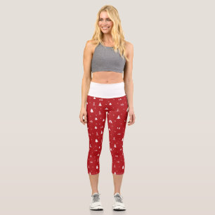 Christmas Trees and Snowflakes High Waisted Capris