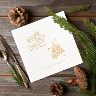 Christmas Trees and Snowflakes ID863 Foil Napkins
