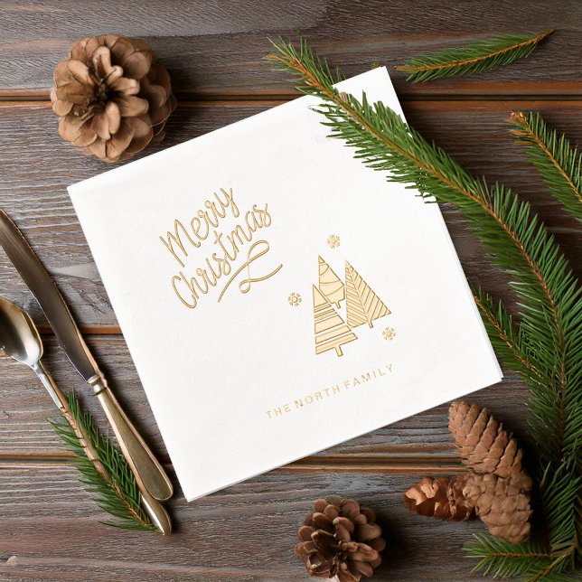 Christmas Trees and Snowflakes ID863  Foil Napkins (Creator Uploaded)