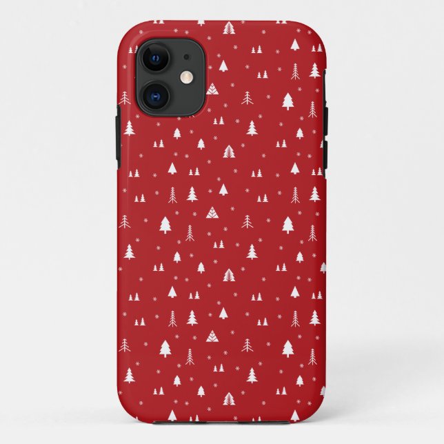 Christmas Trees and Snowflakes iPhone 11 Case (Back)