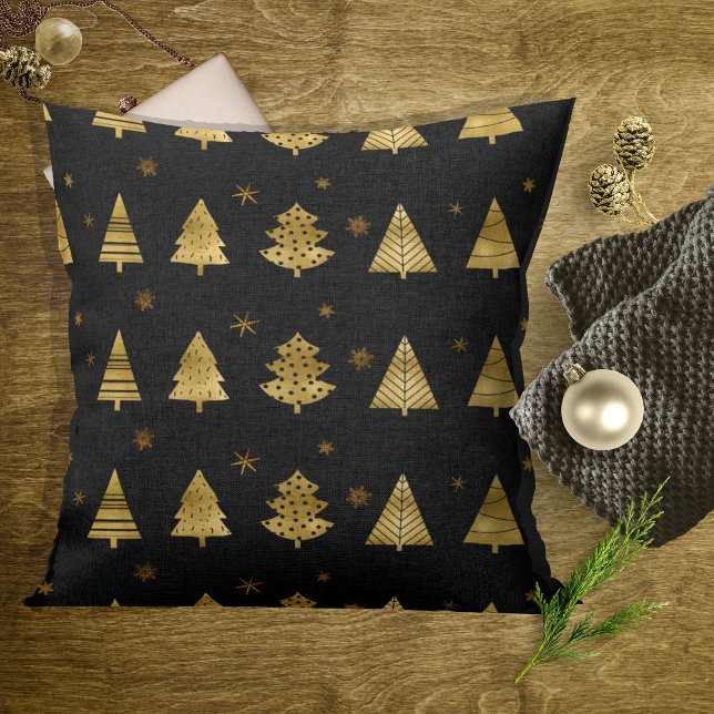 Christmas Trees and Snowflakes Pattern Gold ID863 Cushion (Creator Uploaded)