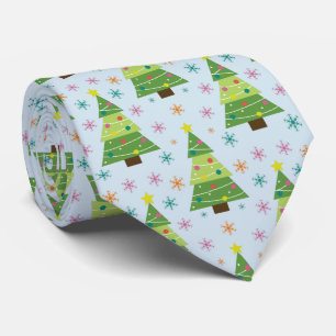 Christmas Trees and Snowflakes Repeat Pattern Tie