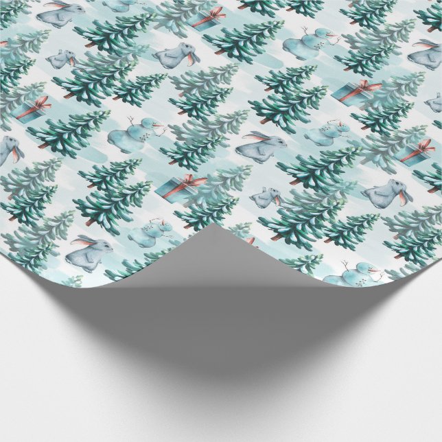 Christmas Trees and Snowmen Wrapping Paper (Corner)