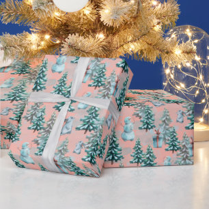 Christmas Trees and Snowmen Wrapping Paper