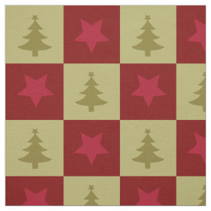 Christmas trees and star pattern Fabric